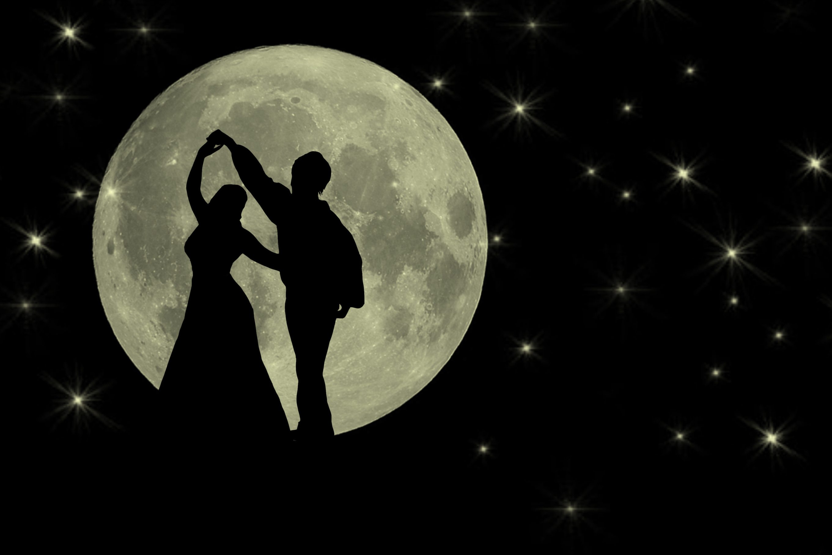 Dancing in the moonlight romantic banner